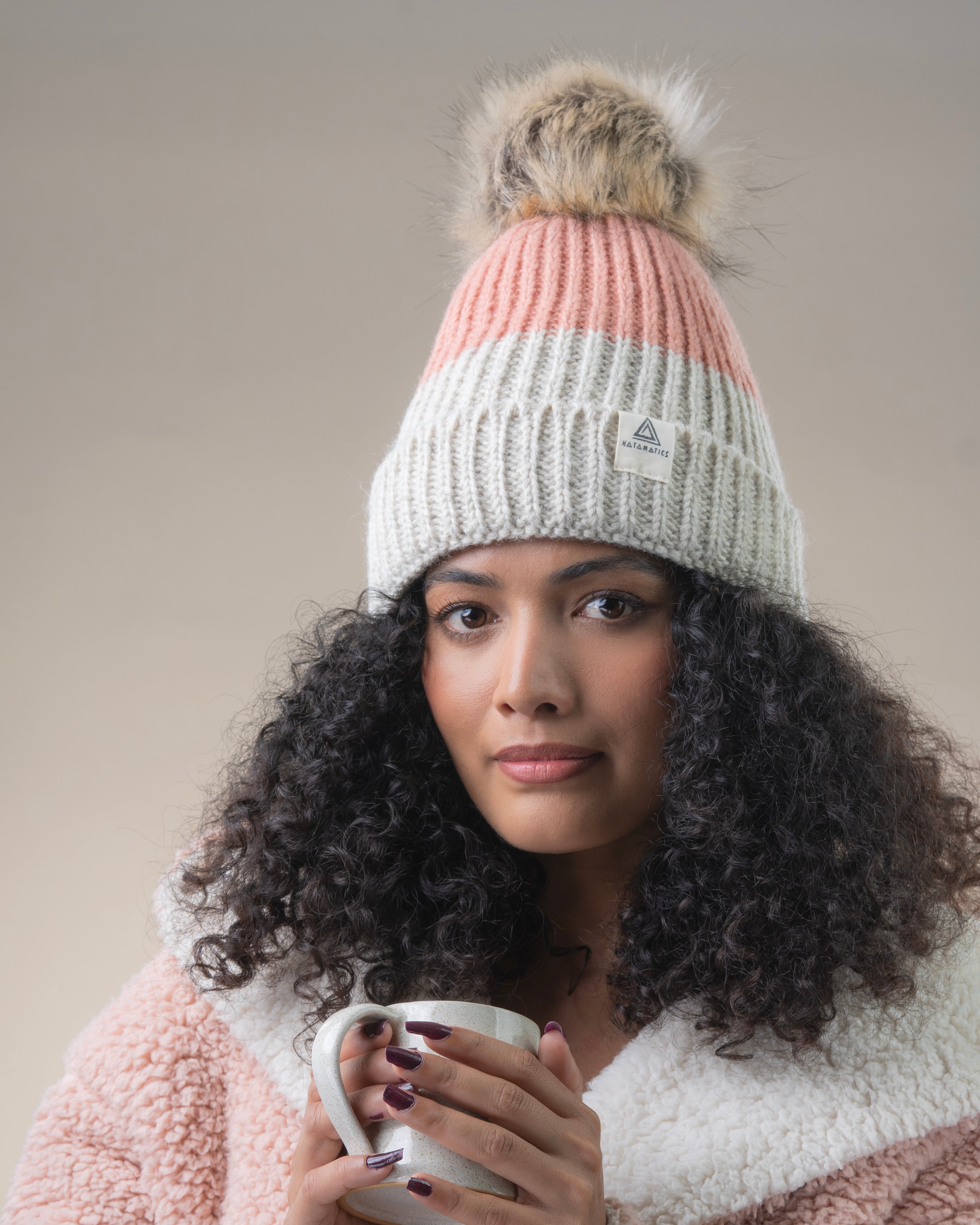 Mt. Everest – Pompom Rib Knit - Pink